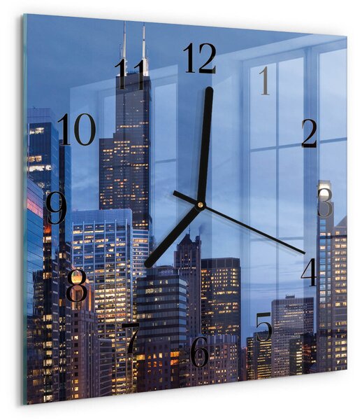 Skleněné hodiny na stěnu Horizont zskc-30x30-00172592