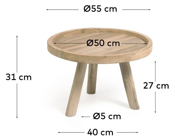 Kulatý konferenční stolek z teakového dřeva v přírodní barvě ø 55 cm Glenda – Kave Home