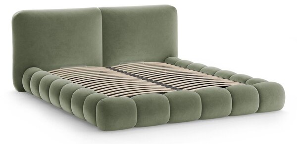 Zelená čalouněná dvoulůžková postel s úložným prostorem s roštem 200x200 cm Solange – Micadoni
