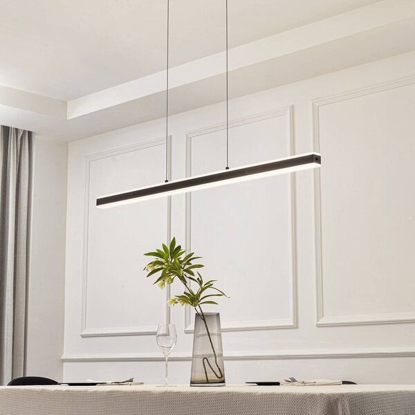 Lucande Pendolo LED závěsné svítidlo, černá, hliník, 120 cm, stmívatelný, Černá, Obývací pokoj / jídelna, Hliník, Moderní