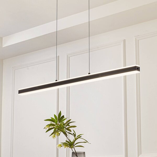 Lucande Pendolo LED závěsné svítidlo, černá, hliník, 120 cm, stmívatelný, Černá, Obývací pokoj / jídelna, Hliník, Moderní