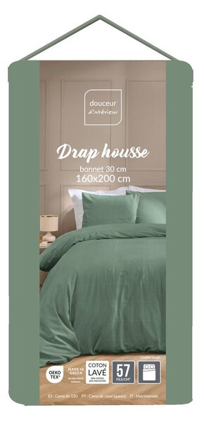 Zelené prostěradlo 160x200 cm Linella – douceur d'intérieur