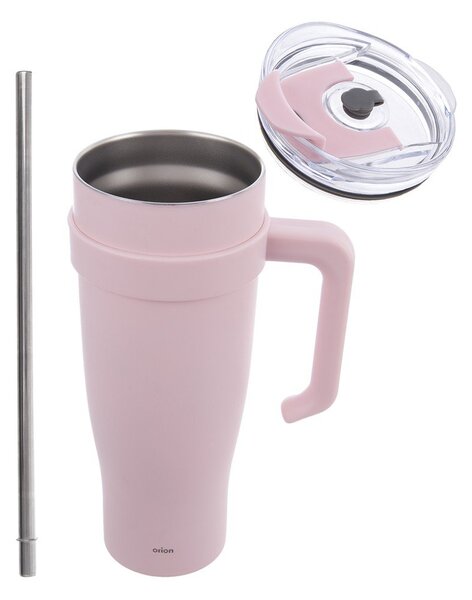 Růžový termo hrnek s brčkem 1,2 l Termo – Orion
