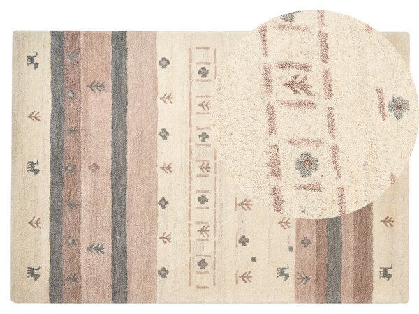 Vlněný koberec 140 x 200 cm béžový/hnědý KARLI