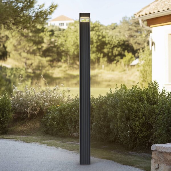 Lucande Venkovní svítidlo LED Tavion, 230 cm, antracit, IP65, Černá, Hliník, Moderní