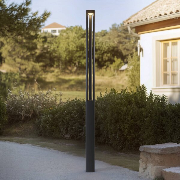Lucande LED venkovní světlo Pirron, 230 cm, antracitová, IP65, Černá, Hliník, Moderní