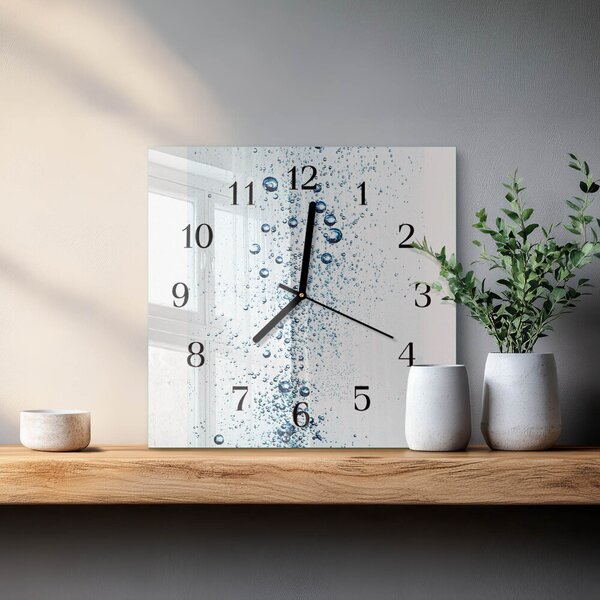 Skleněné hodiny na stěnu Voda zskc-30x30-00172642