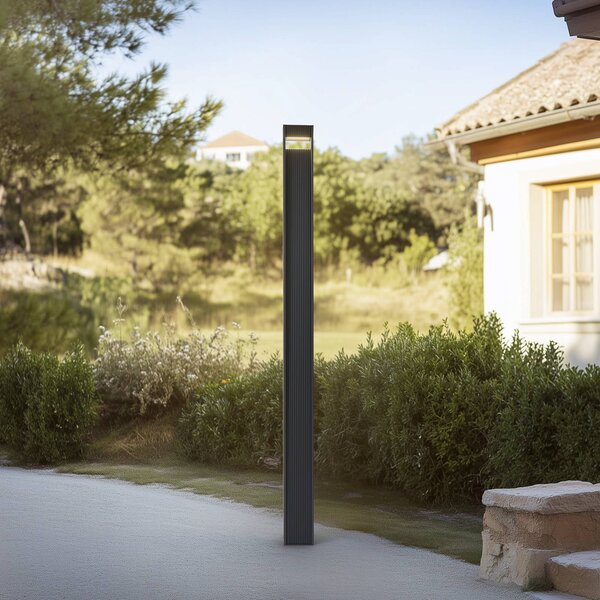 Lucande Venkovní svítidlo LED Tavion, 230 cm, antracit, IP65, Černá, Hliník, Moderní