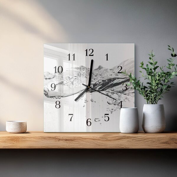 Skleněné hodiny na stěnu Voda zskc-30x30-00172656
