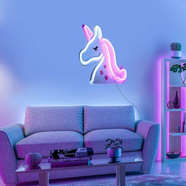 LD 85025-70 NEON-UNICO LED nástěnné svítidlo motiv jednorožec, USB, šňůrový vypínač, dekorativní - LEUCHTEN DIREKT / JUST LIGHT