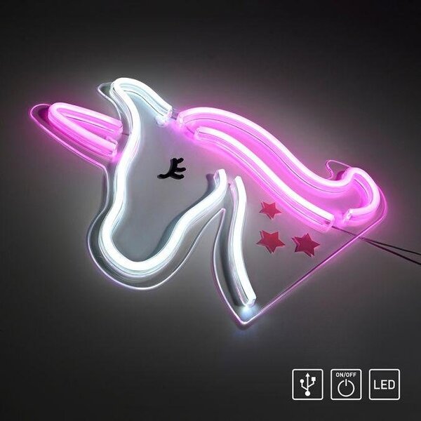LD 85025-70 NEON-UNICO LED nástěnné svítidlo motiv jednorožec, USB, šňůrový vypínač, dekorativní - LEUCHTEN DIREKT / JUST LIGHT