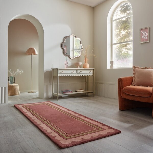 Vínový ručně tkaný vlněný běhoun 80x230 cm Lois – Flair Rugs