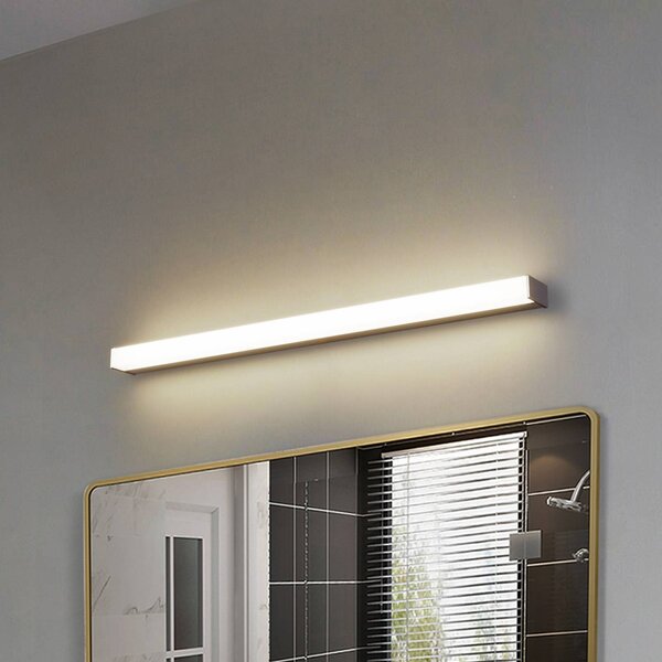 Lindby Nástěnné svítidlo LED Philippa, hranaté, 89 cm, barva hliníku, IP44, Hliník / šedá / zinek, Koupelna, Hliník, Moderní