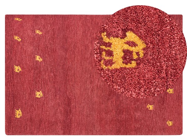 Vlněný koberec gabbeh 140 x 200 cm červený YARALI