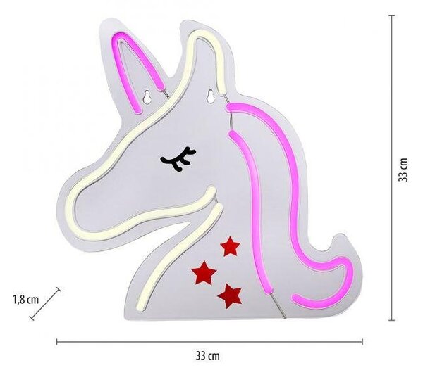 LD 85025-70 NEON-UNICO LED nástěnné svítidlo motiv jednorožec, USB, šňůrový vypínač, dekorativní - LEUCHTEN DIREKT / JUST LIGHT