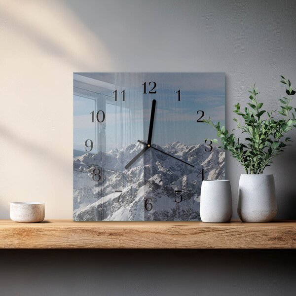 Skleněné hodiny na stěnu Hory zskc-30x30-00172658