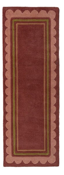 Vínový ručně tkaný vlněný běhoun 80x230 cm Lois – Flair Rugs