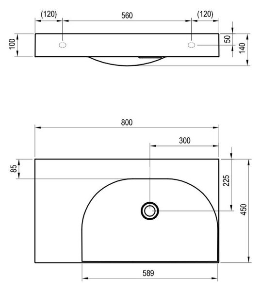 Ravak Lite umyvadlo 80x45 cm obdélníkový nábytkový bílá lesk XJXL1380001
