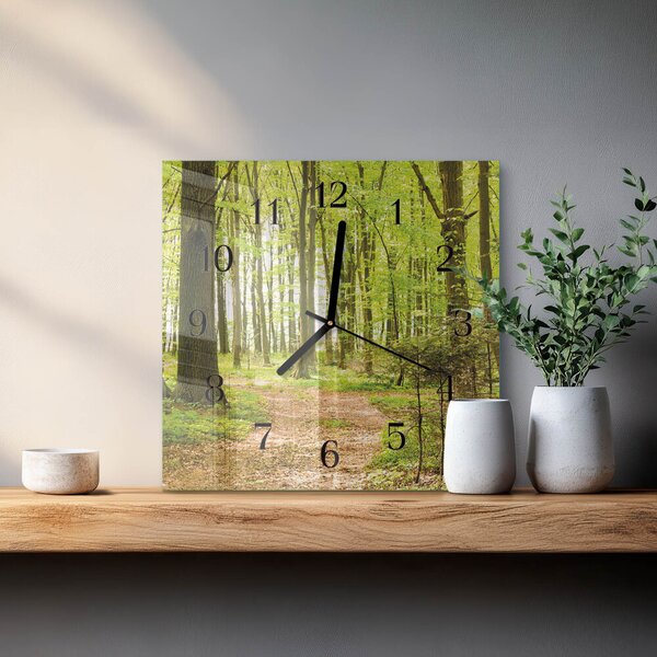 Skleněné hodiny na stěnu Les zskc-30x30-00172686