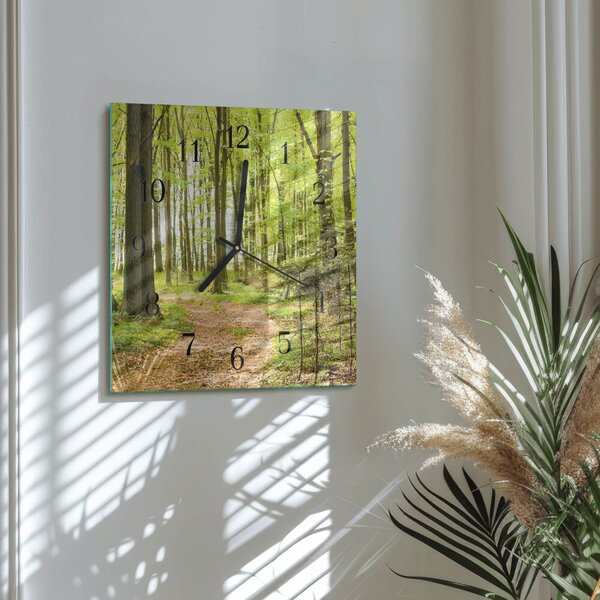 Skleněné hodiny na stěnu Les zskc-30x30-00172686
