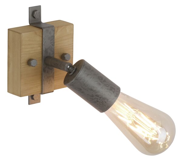 LEUCHTEN DIREKT is JUST LIGHT Nástěnné a stropní svítidlo s jedním nastavitelným spotem ze dřeva a kovu