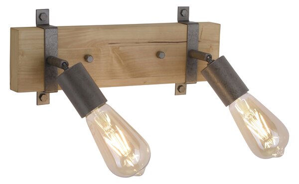 LEUCHTEN DIREKT is JUST LIGHT Nástěnné svítidlo v rustikálním designu s nastavitelnými spoty ze dřeva a kovu