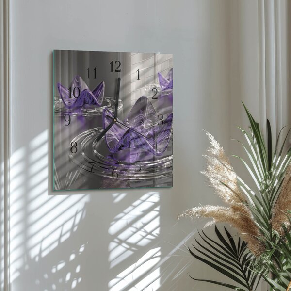 Skleněné hodiny na stěnu Skleněné květiny zskc-30x30-00172690