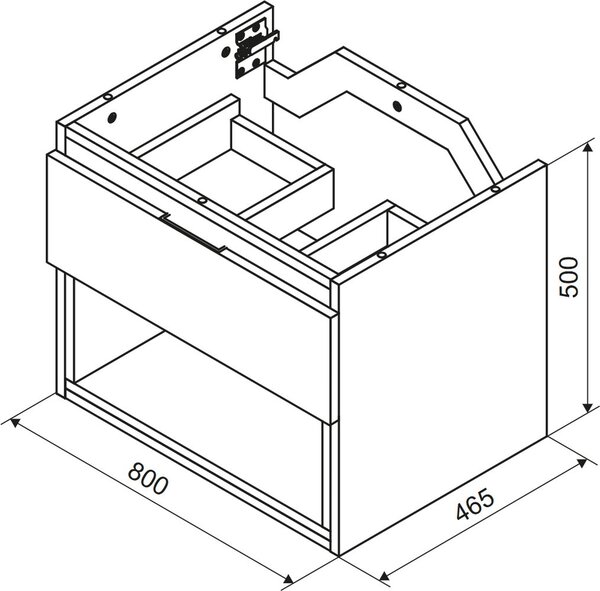 Excellent Tuto 2.0 korpus skříňky 80x46.5x50 cm pod umyvadlo závěsná šedá-dub MLEX.2171.800.GRBL