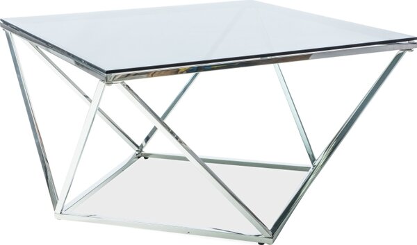 Konferenční stolek STELLARO 80x80 - kouřové sklo/stříbrný