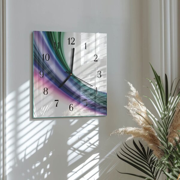 Skleněné hodiny na stěnu Abstraktní čáry zskc-30x30-00172691
