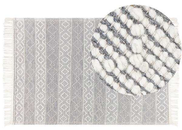 Vlněný koberec 160 x 230 cm šedý/bílý TONYA