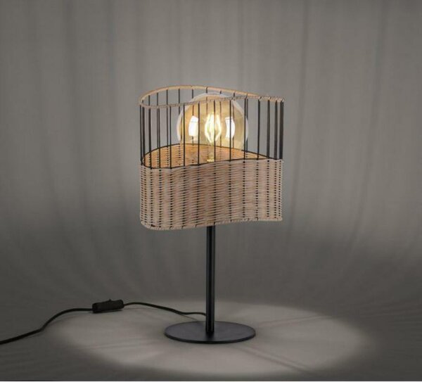 LEUCHTEN DIREKT is JUST LIGHT stolní lampa z černého kovu a dřeva v rustikálním vintage stylu