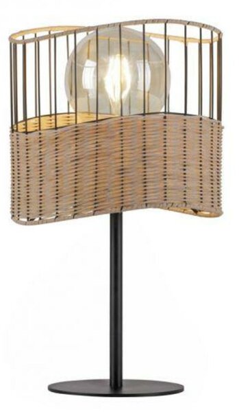 LEUCHTEN DIREKT is JUST LIGHT stolní lampa z černého kovu a dřeva v rustikálním vintage stylu