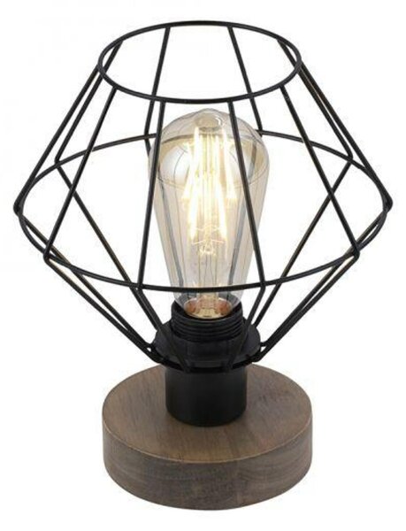 LEUCHTEN DIREKT is JUST LIGHT Stolní lampa, dřevodekor, 1xE27 max. 40 W, do interiéru, dřevodekor+kov