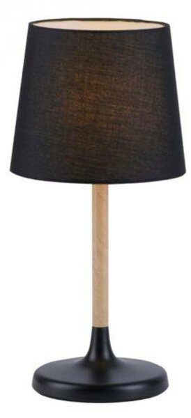 LEUCHTEN DIREKT is JUST LIGHT Stolní lampa, látkové stínidlo, černá, dřevo, jednoduché, nadčasové 14423-18
