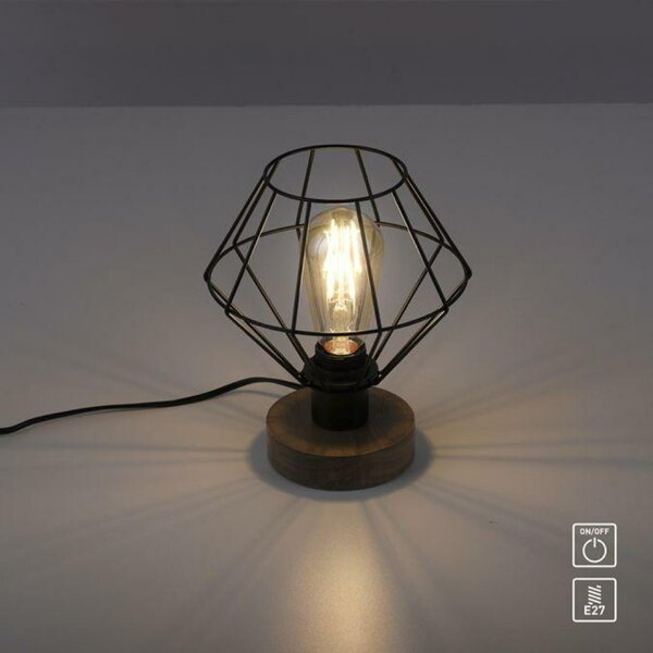 LEUCHTEN DIREKT is JUST LIGHT Stolní lampa, dřevodekor, 1xE27 max. 40 W, do interiéru, dřevodekor+kov