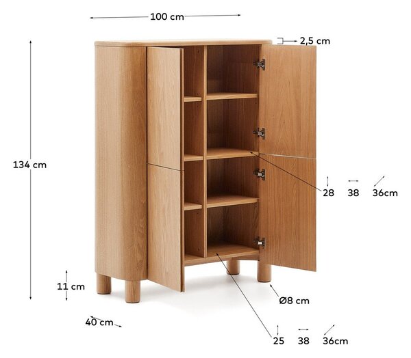 Skříňka v dekoru jasanu v přírodní barvě 100x134x40 cm Salaya – Kave Home