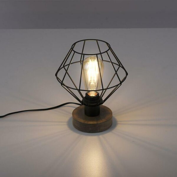 LEUCHTEN DIREKT is JUST LIGHT Stolní lampa, dřevodekor, 1xE27 max. 40 W, do interiéru, dřevodekor+kov