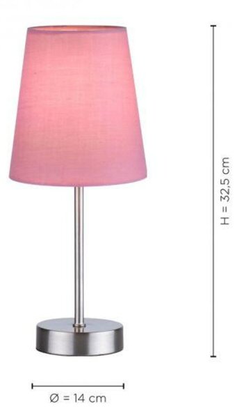 LEUCHTEN DIREKT is JUST LIGHT Stolní lampa, růžová, 1x E14, stínidlo, šňůrový vypínač