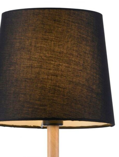 LEUCHTEN DIREKT is JUST LIGHT Stolní lampa, látkové stínidlo, černá, dřevo, jednoduché, nadčasové 14423-18