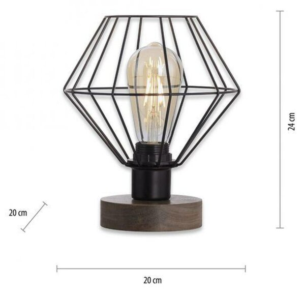 LEUCHTEN DIREKT is JUST LIGHT Stolní lampa, dřevodekor, 1xE27 max. 40 W, do interiéru, dřevodekor+kov