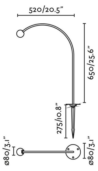 CUCA 650 lampa se zápichem, černá 24V - FARO