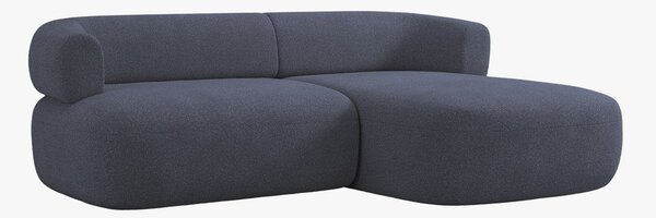 Tmavě modrá rohová pohovka z textilie bouclé (pravý roh/s lenoškou) Jenny – Micadoni