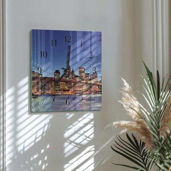 Skleněné hodiny na stěnu Horizontální most zskc-30x30-00172721
