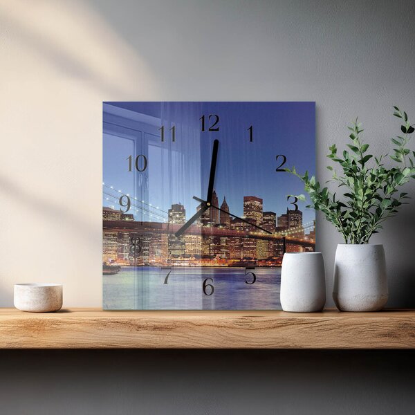 Skleněné hodiny na stěnu Horizontální most zskc-30x30-00172721