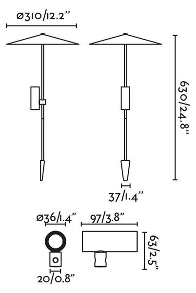CLAP 630 lampa se zápichem, černá 6W 3000K 38st. se stínítkem 24V - FARO