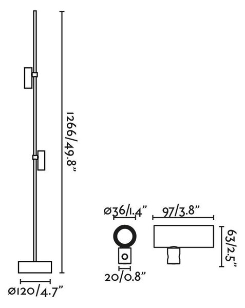 CLAP 1266 stojací lampa, černá 2x6W 3000K 38st. - FARO
