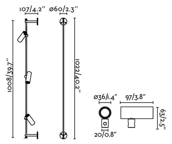 FARO CLAP lineární nástěnné a stropní svítidlo, černá 3x6W 3000K 38st. - FARO, IP65