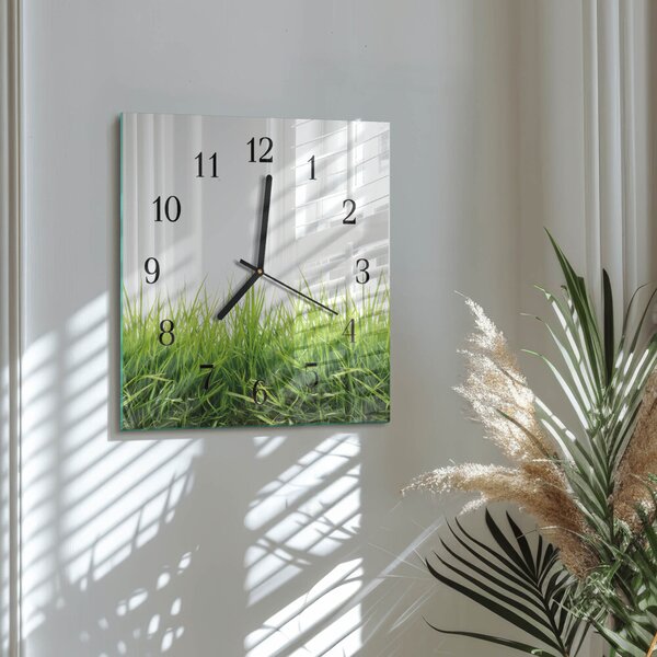 Skleněné hodiny na stěnu Tráva zskc-30x30-00172725