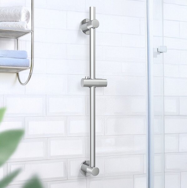 Sprchová tyč bez vrtání z nerezové oceli v leskle stříbrné barvě s posuvným držákem 70 cm – Wenko